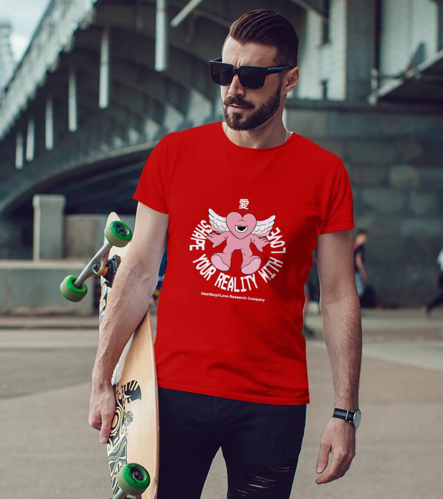 Heartboy Love Research Company Shape Your Reality With Love Winged Heart Character T-Shirt