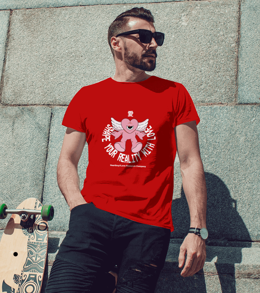 Heartboy Love Research Company Shape Your Reality With Love Winged Heart Character T-Shirt