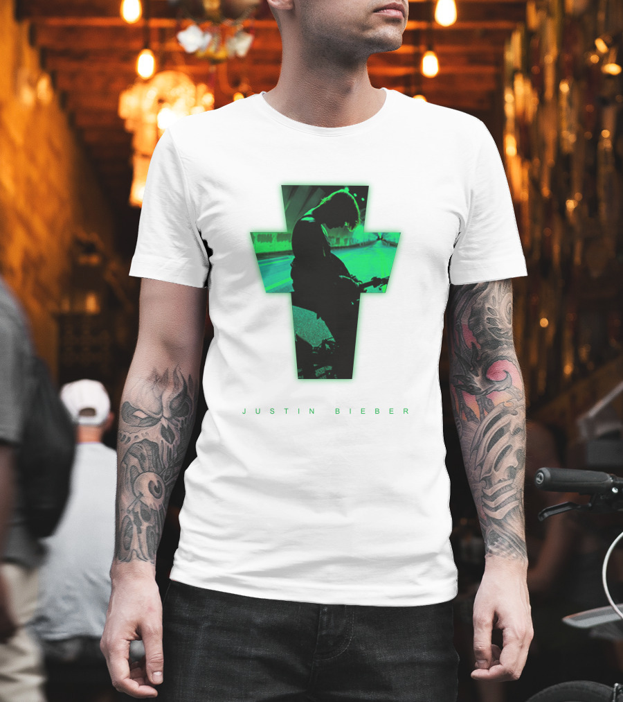 Justin Bieber Cross Silhouette Neon Green T-Shirt