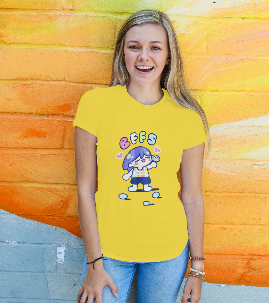 Omocat Omori Kel BFFS Purple Hair Colorful Hearts T-Shirt