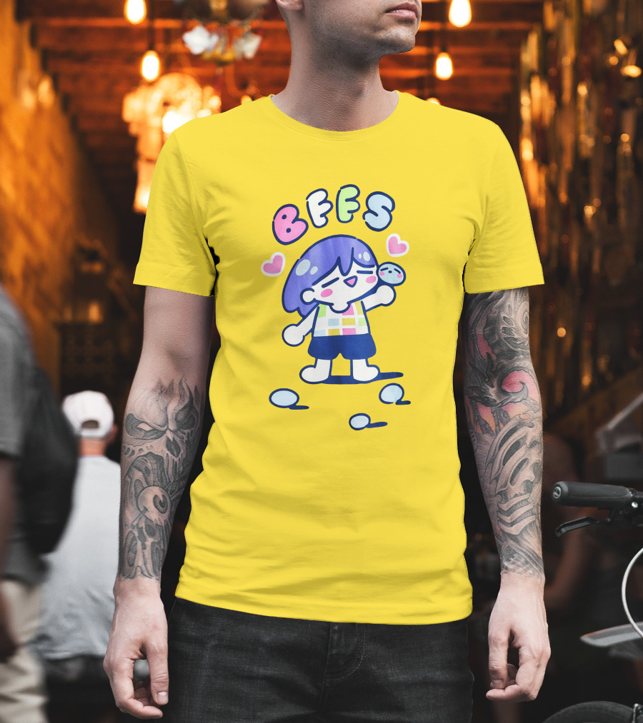 Omocat Omori Kel BFFS Purple Hair Colorful Hearts T-Shirt