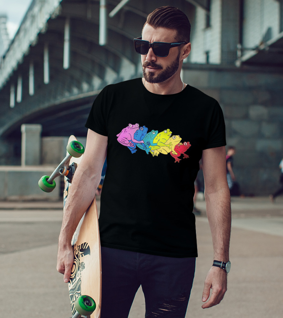 Internet Comment Etiquette Colorful Rainbow Frogs T-Shirt