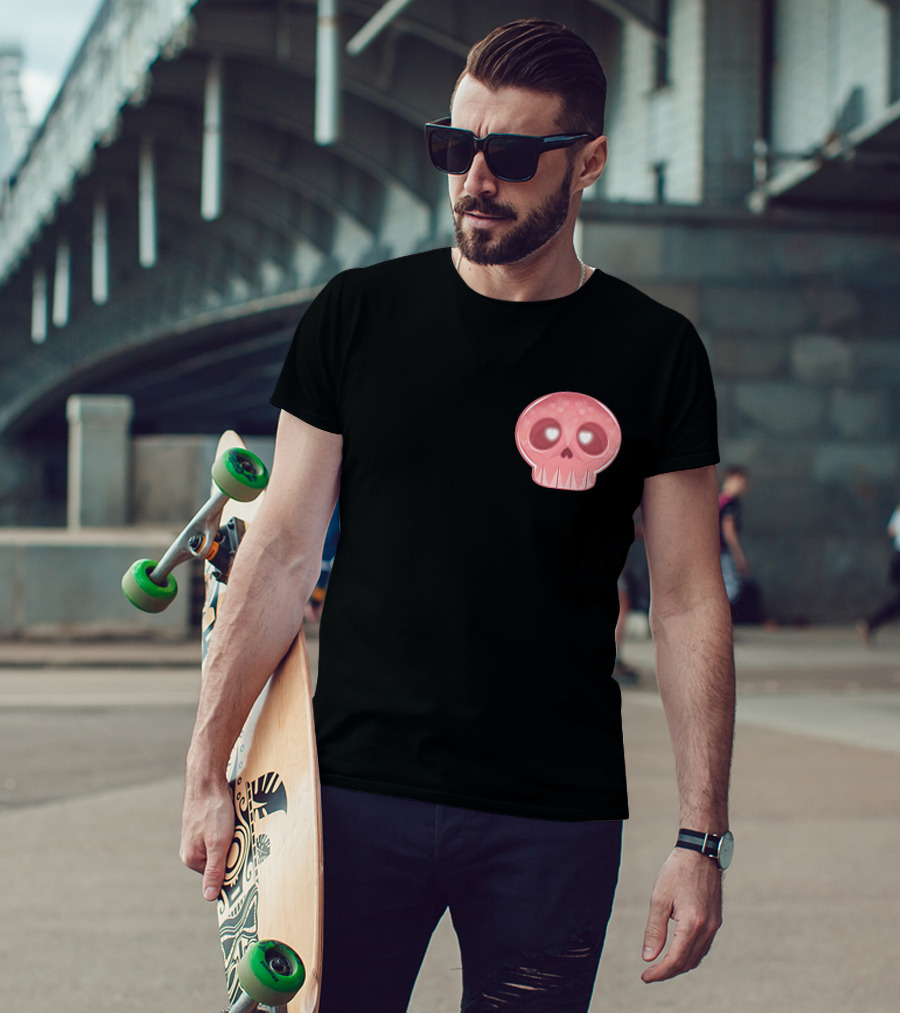 Shop The LukeIsDeaddd Merch Store Pink Heart-Eyed Skull T-Shirt