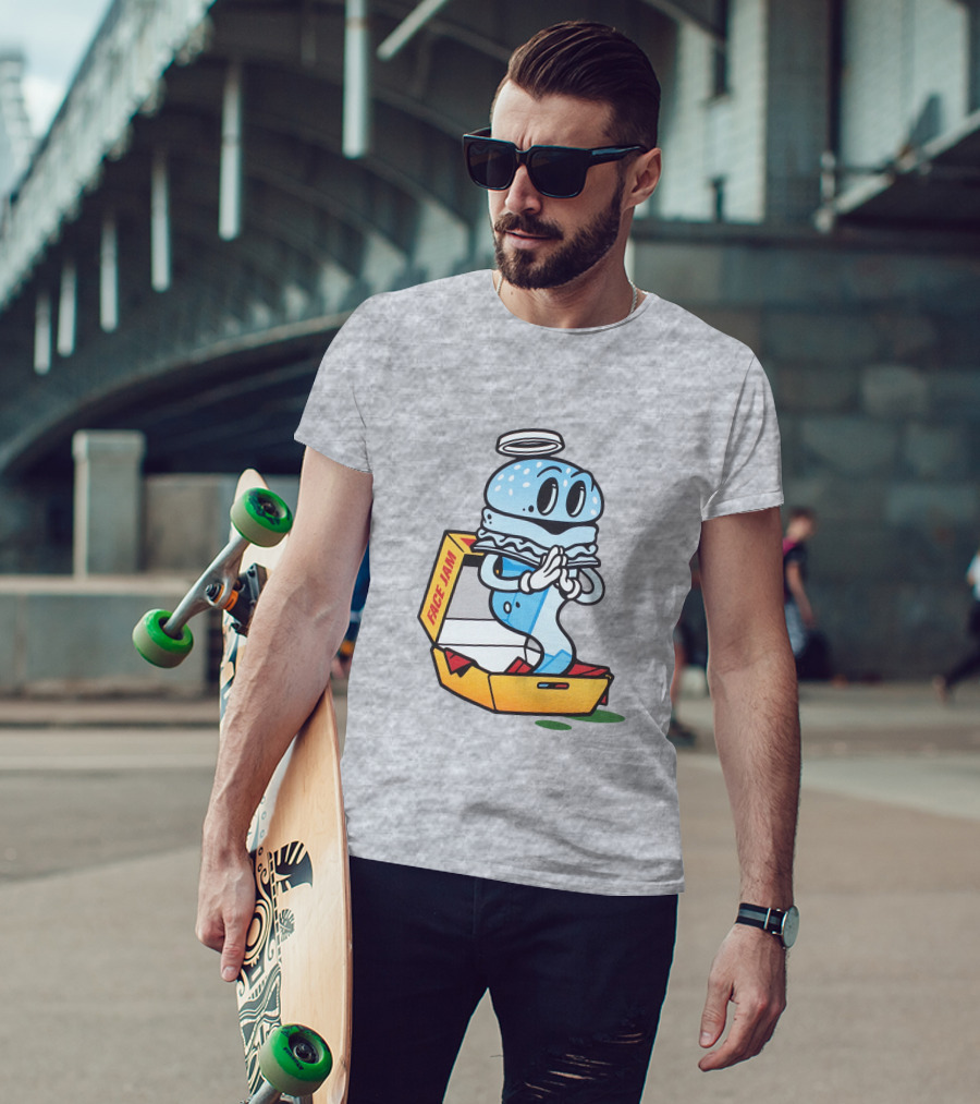 Shop Face Jam Merch Store FaceJamPod Cartoon Pizza Box Character T-Shirt