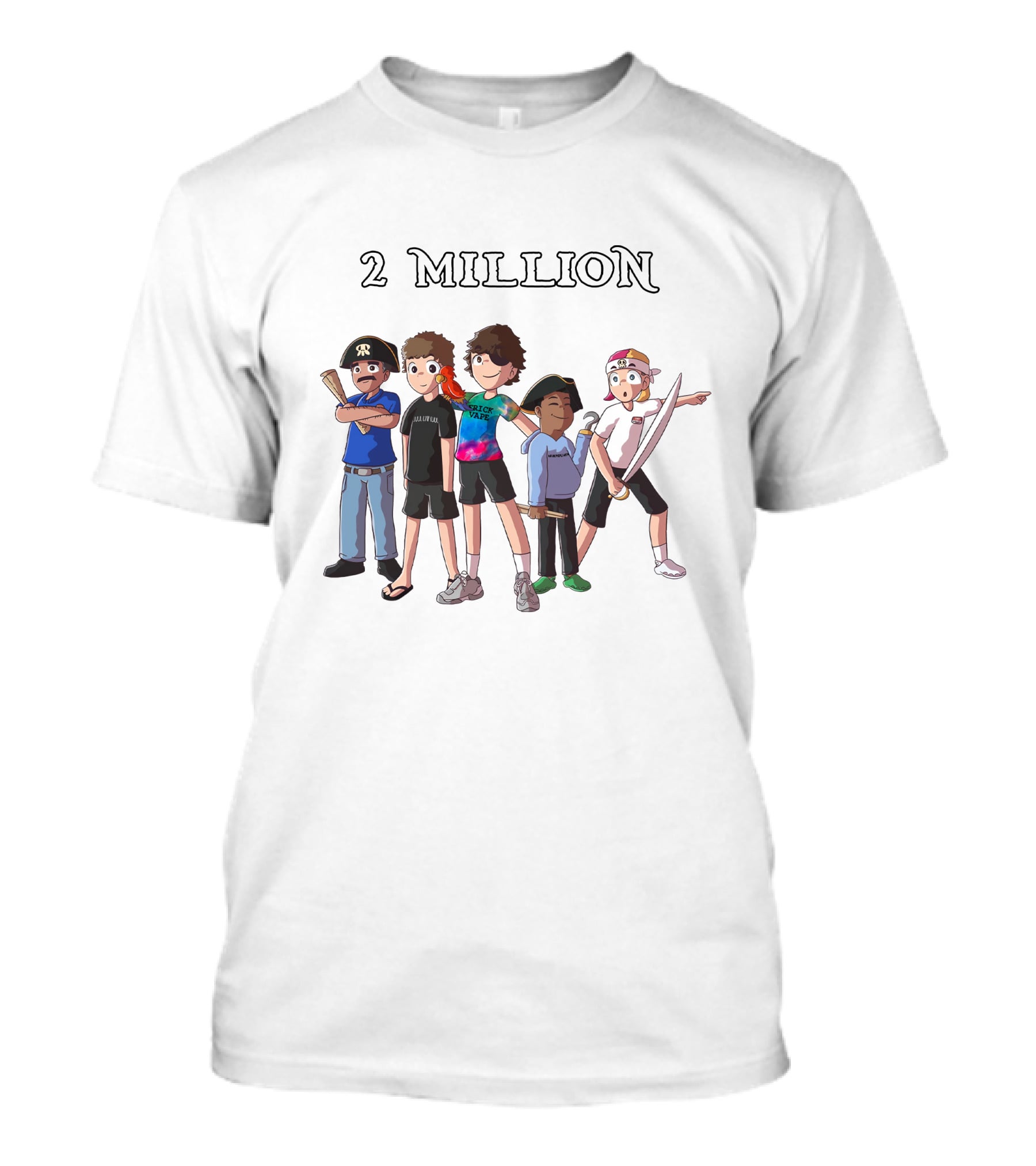 2 Million Subscribers Baylen Levine Celebrate With Animated Characters T-Shirt