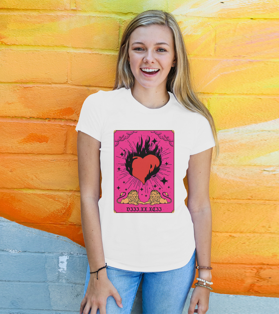 Demi Lovato Burning Heart Pink Lions VIII.XX.XCII T-Shirt