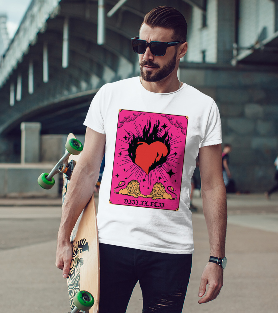 Demi Lovato Burning Heart Pink Lions VIII.XX.XCII T-Shirt