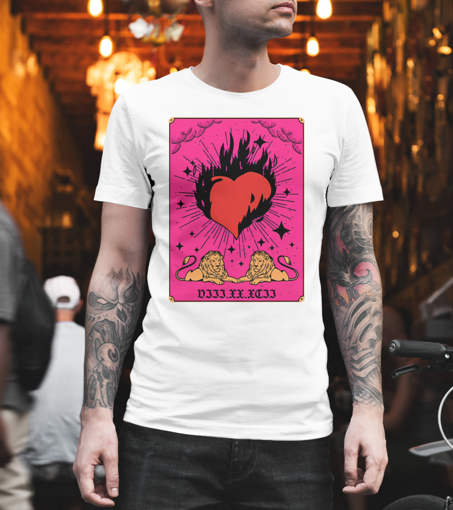Demi Lovato Burning Heart Pink Lions VIII.XX.XCII T-Shirt