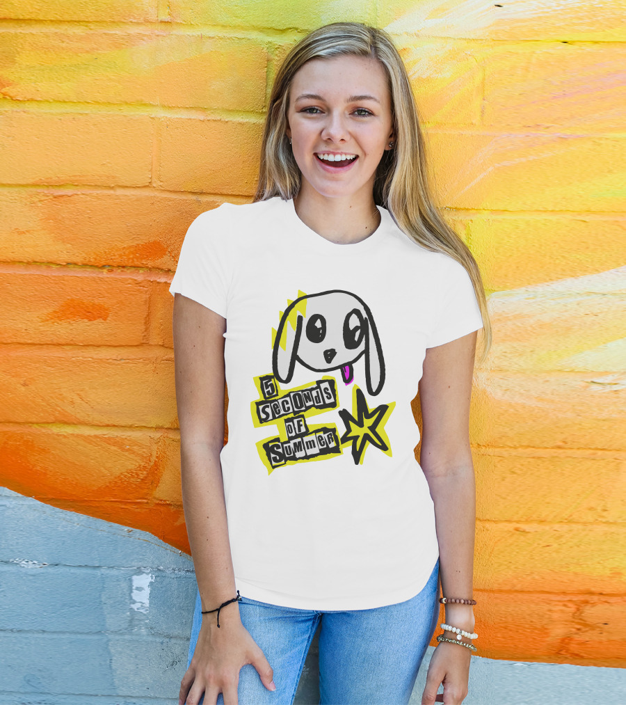 5 Seconds Of Summer Bunny Drawing With Star And Text T-Shirt
