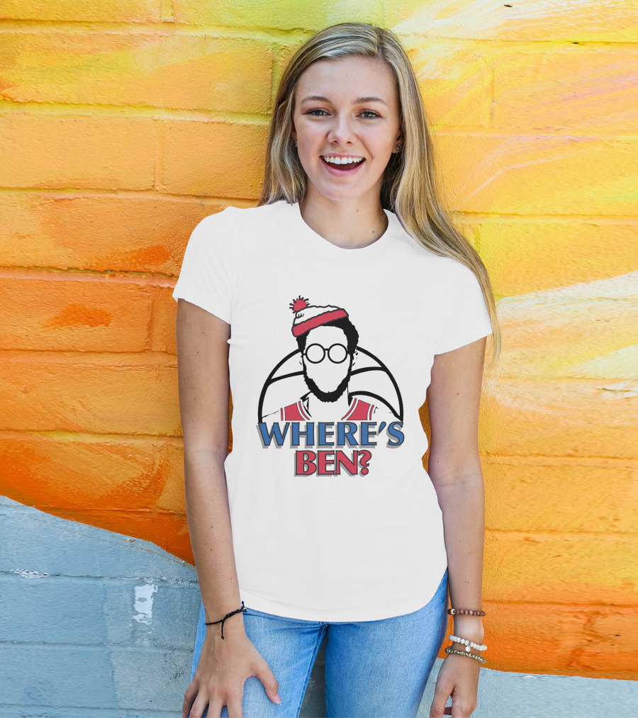 Philadelphia Where Is Ben Simmons Chickie And Pete’s In South Philly 94WIP Sports Radio Where's Ben Basketball T-Shirt