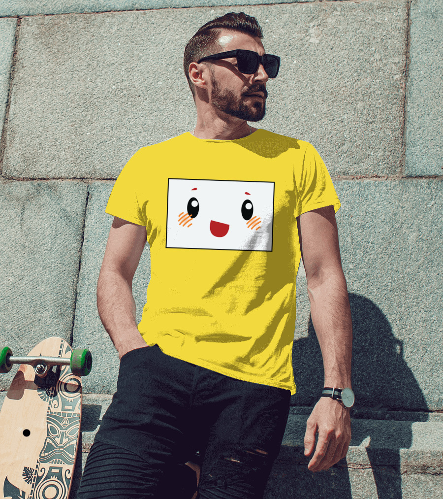 Shop Lankybox Merch Store Boxy Kawaii Face Yellow T-Shirt