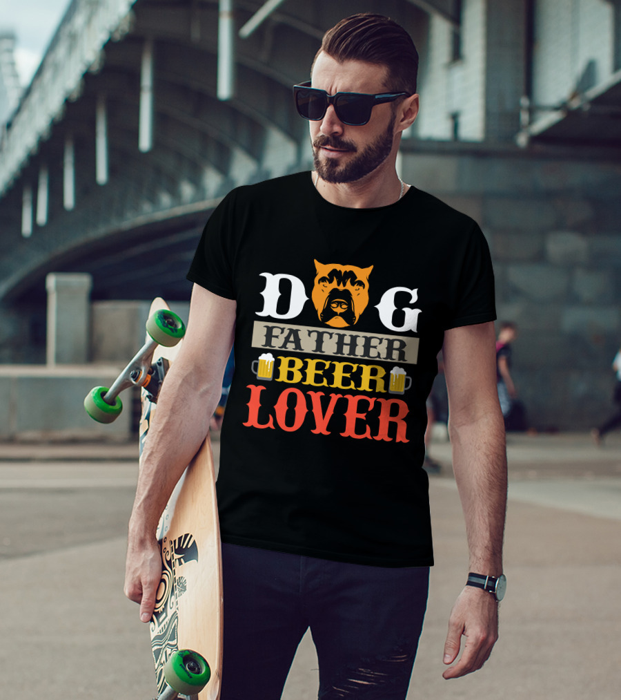 Dog Father Beer Lover Father's Day Gift Idea T-Shirt
