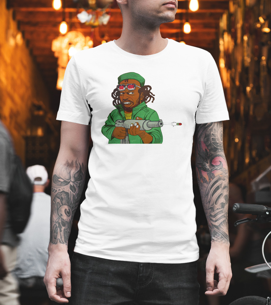 Earl Swea Merch Sick Character With Gun And Dreadlocks In Green T-Shirt
