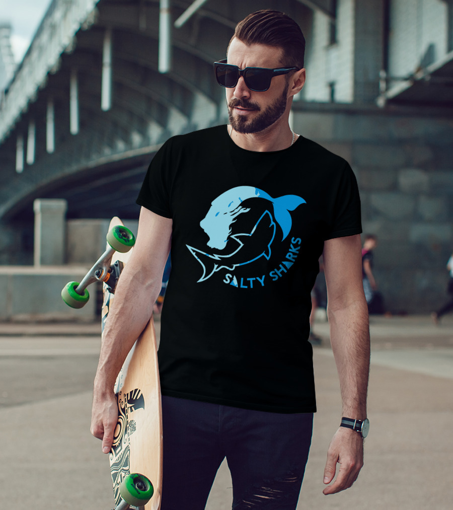 Salty Sharks Logo Blue Ocean Theme Salty Sharks T-Shirt