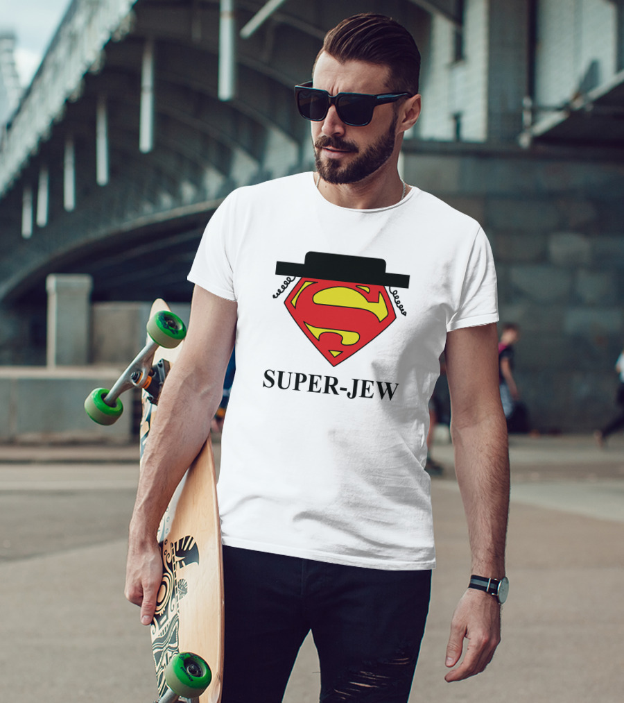 Super-Jew Superman Logo Black Hat Peyos Mixture T-Shirt