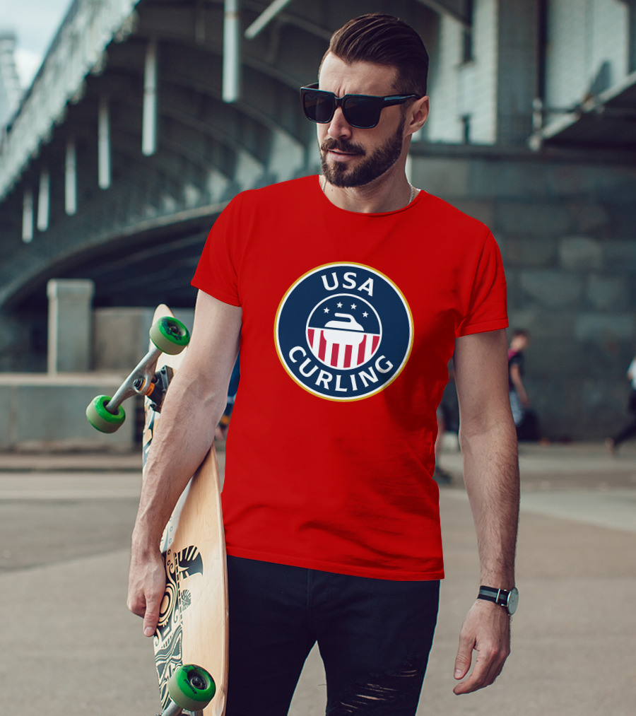 USA Curling Team Peterson Red Emblem T-Shirt