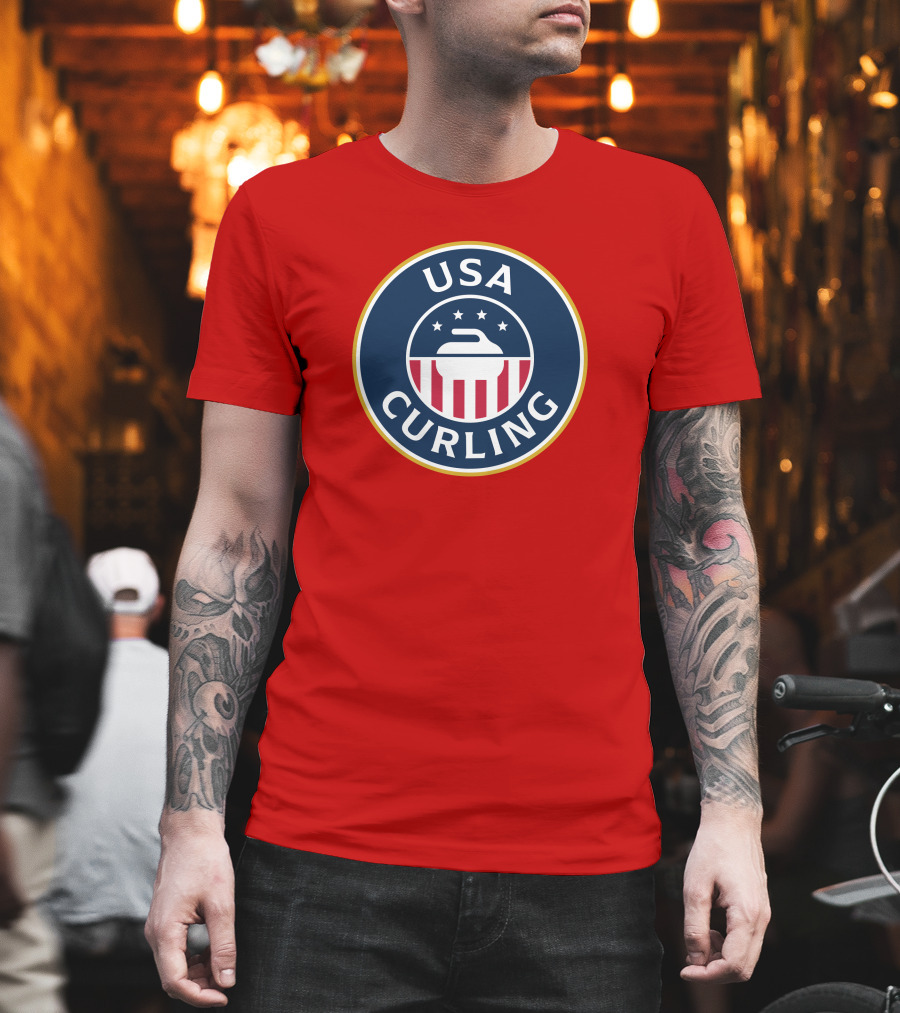 USA Curling Team Peterson Red Emblem T-Shirt