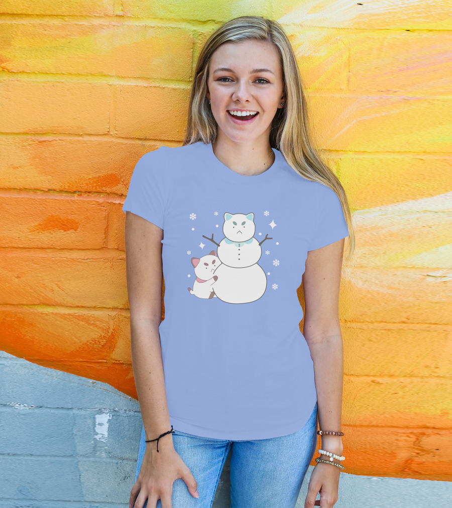 Bee And Puppycat Cute Snowman Scene T-Shirt