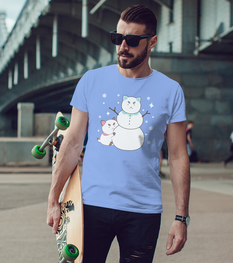 Bee And Puppycat Cute Snowman Scene T-Shirt
