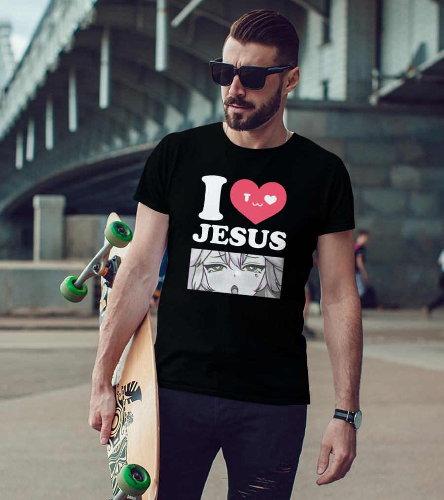 Vshojo I Love Jesus Heart Anime Face UwU Expression T-Shirt