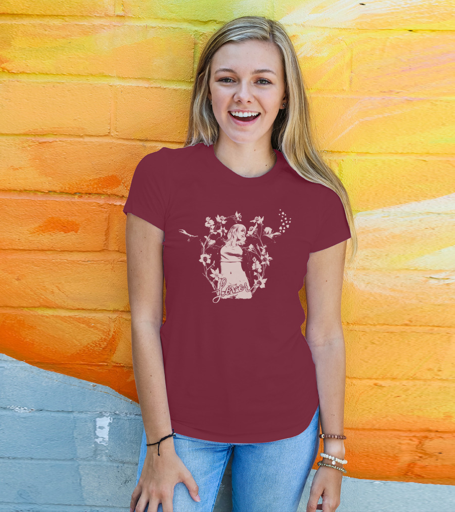 Taylor Swift Lover Floral Silhouette Summer T-Shirt