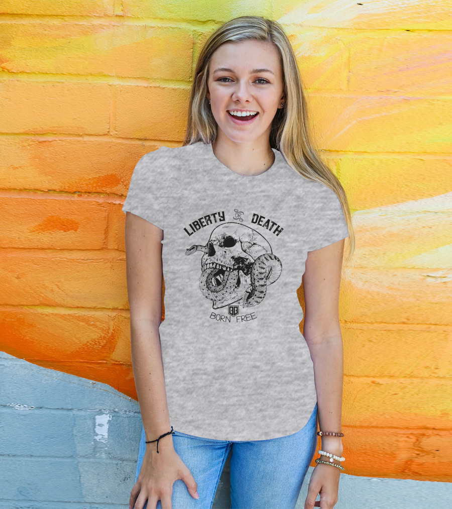 Liberty Or Death Born Free Skull And Snake Bunker Branding 2.0 T-Shirt