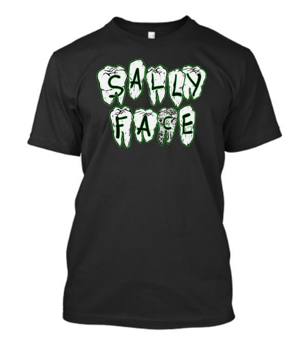 Sally Face Teeth Graphic Horror Letters T-Shirt