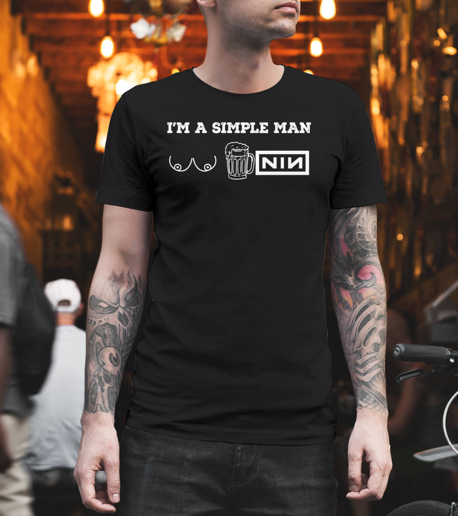 I'm A Simple Man I Like Mountain Biking Beer Dogs T-Shirt
