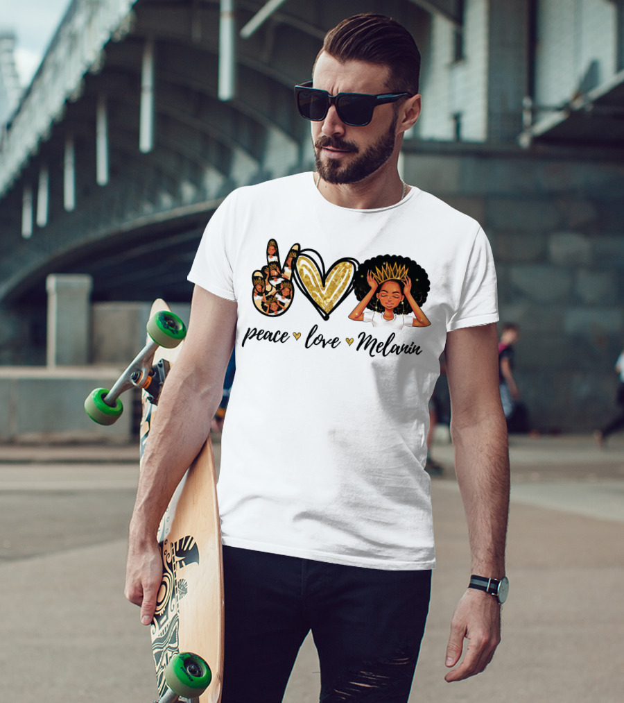 Peace Love Melanin Black Lives Matter Human Rights Equality Empowerment Icons T-Shirt