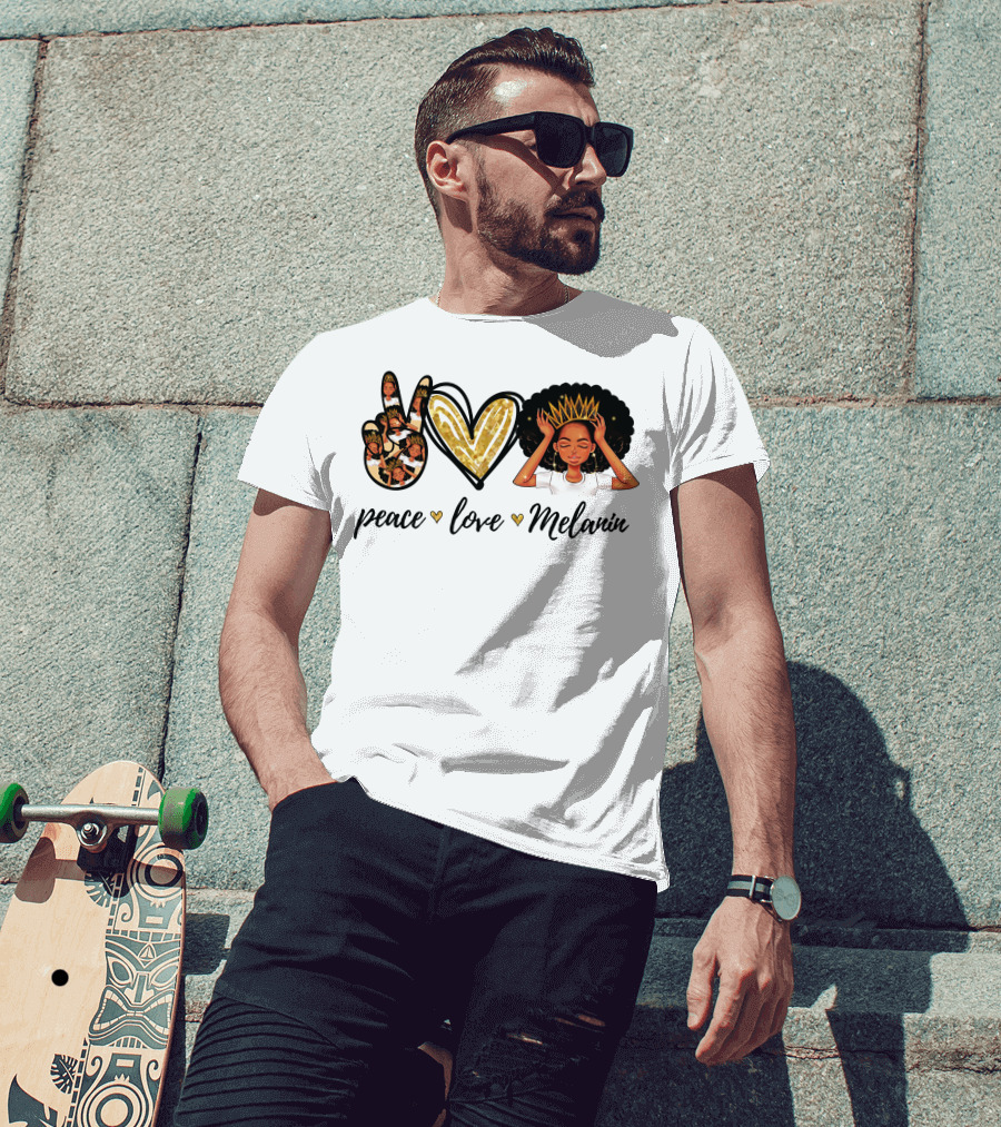 Peace Love Melanin Black Lives Matter Human Rights Equality Empowerment Icons T-Shirt