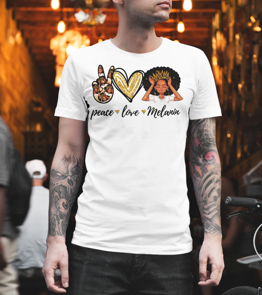 Peace Love Melanin Black Lives Matter Human Rights Equality Empowerment Icons T-Shirt