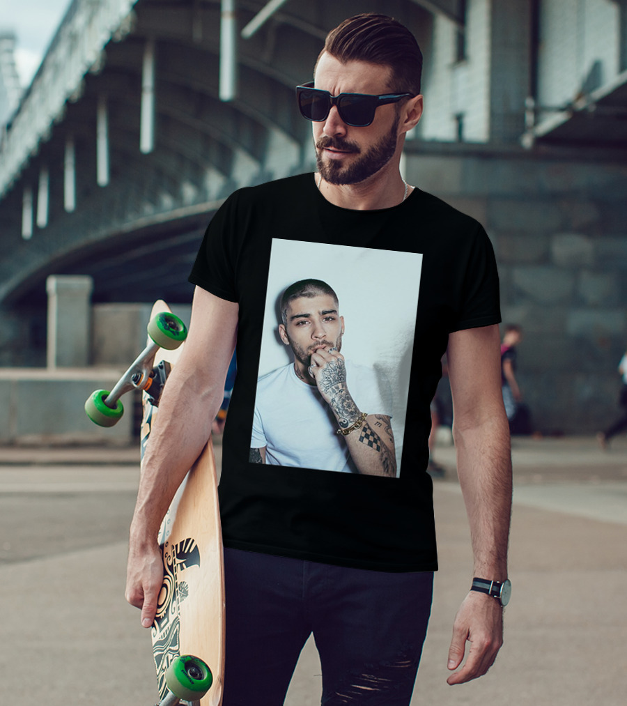 Zayn Malik Tattoo Style White Tee Casual Look T-Shirt