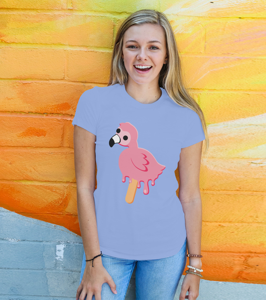 Flamingo Popsicle Melting Drip T-Shirt