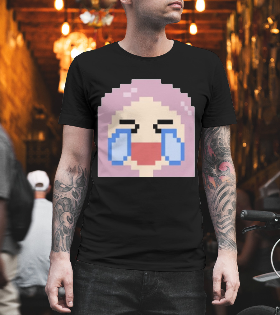 Fufambam Shop Pixel Art Crying Laughing Face T-Shirt