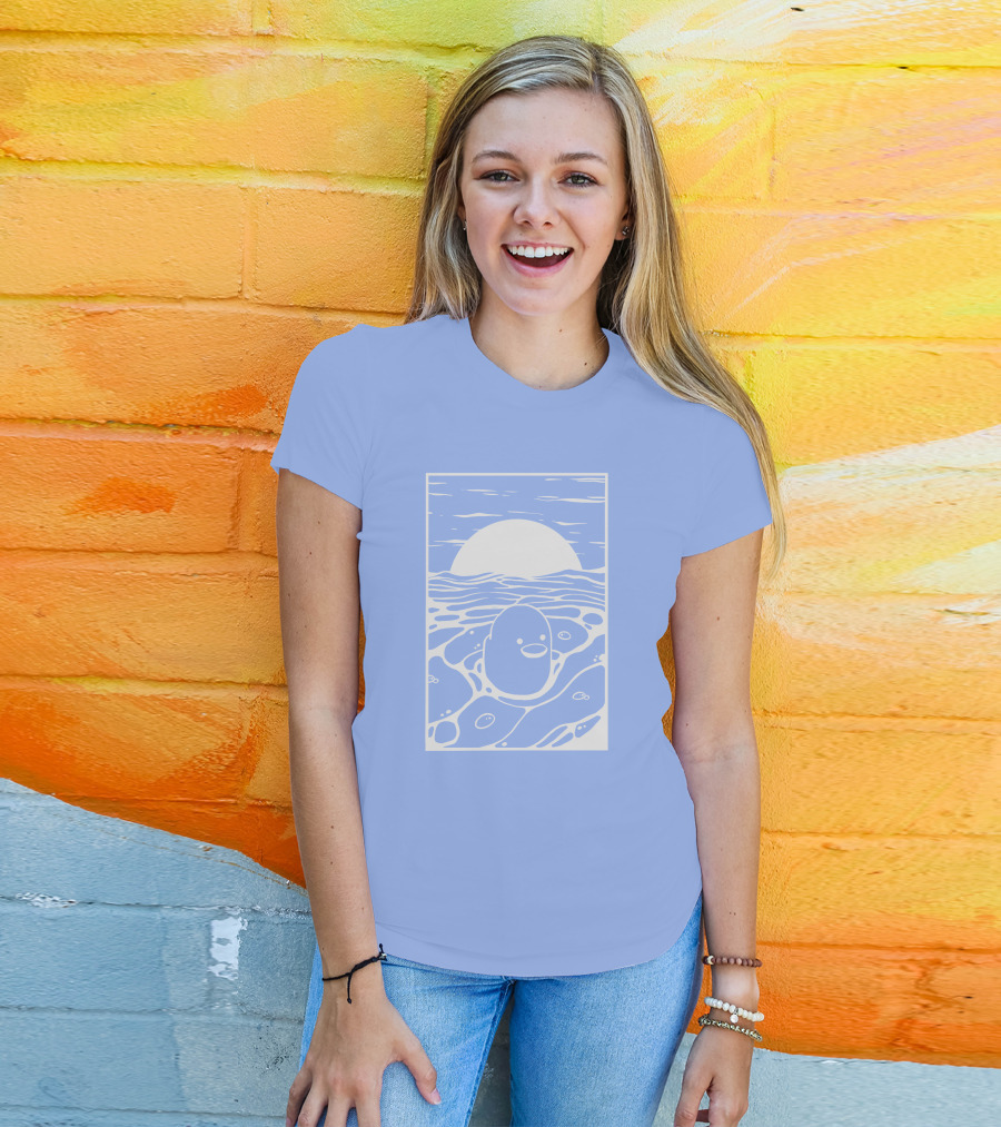 Tubbo By The Sea Shop Duck Sunset Ocean Waves T-Shirt