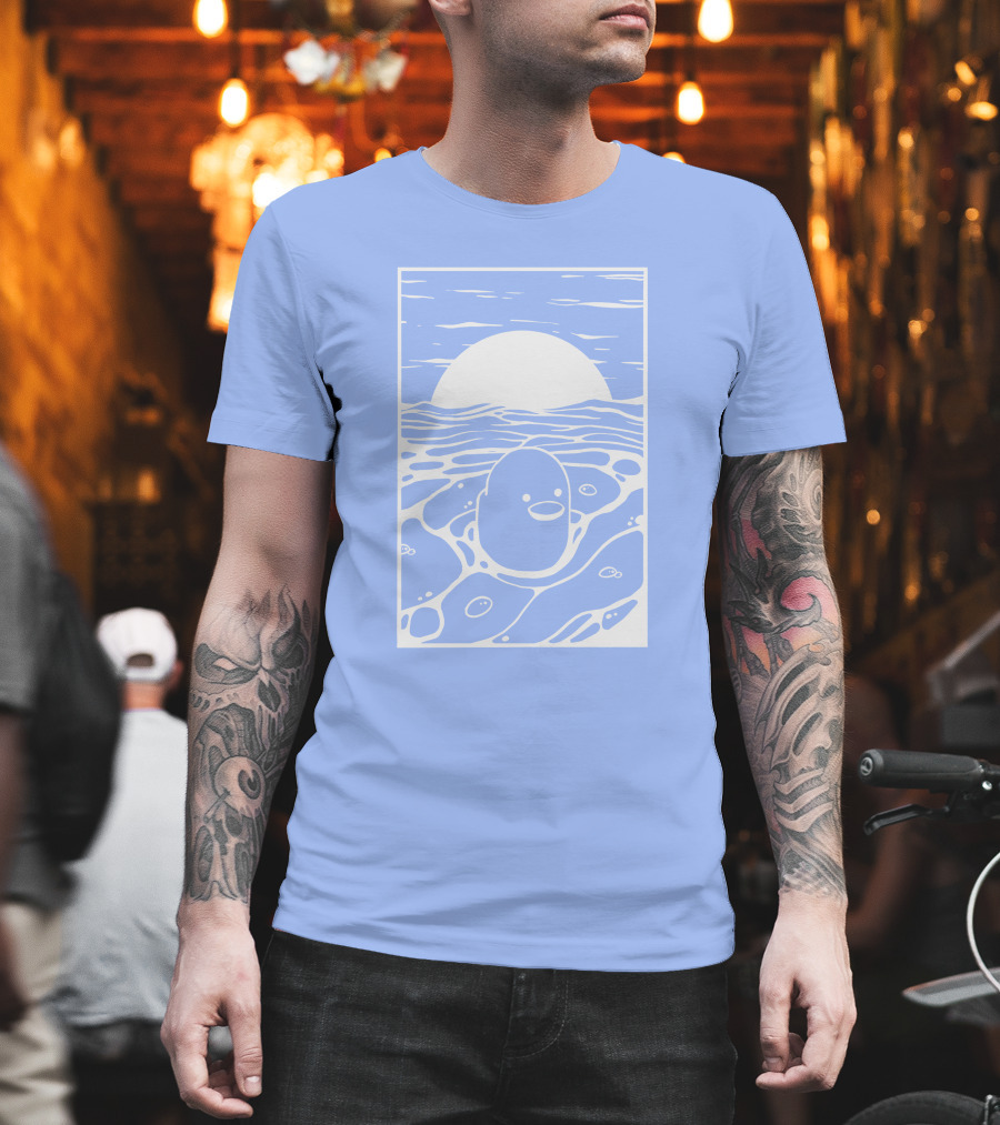 Tubbo By The Sea Shop Duck Sunset Ocean Waves T-Shirt