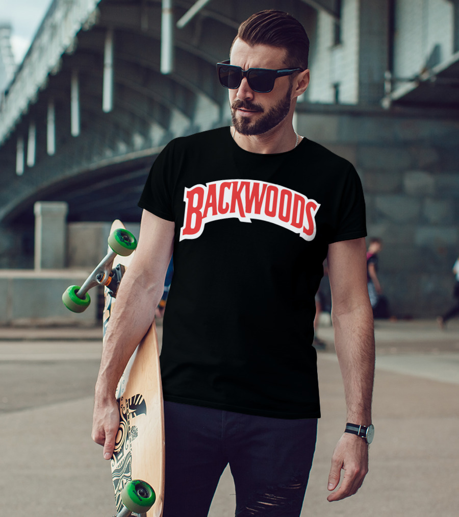Backwoods Logo Red Arched Text T-Shirt