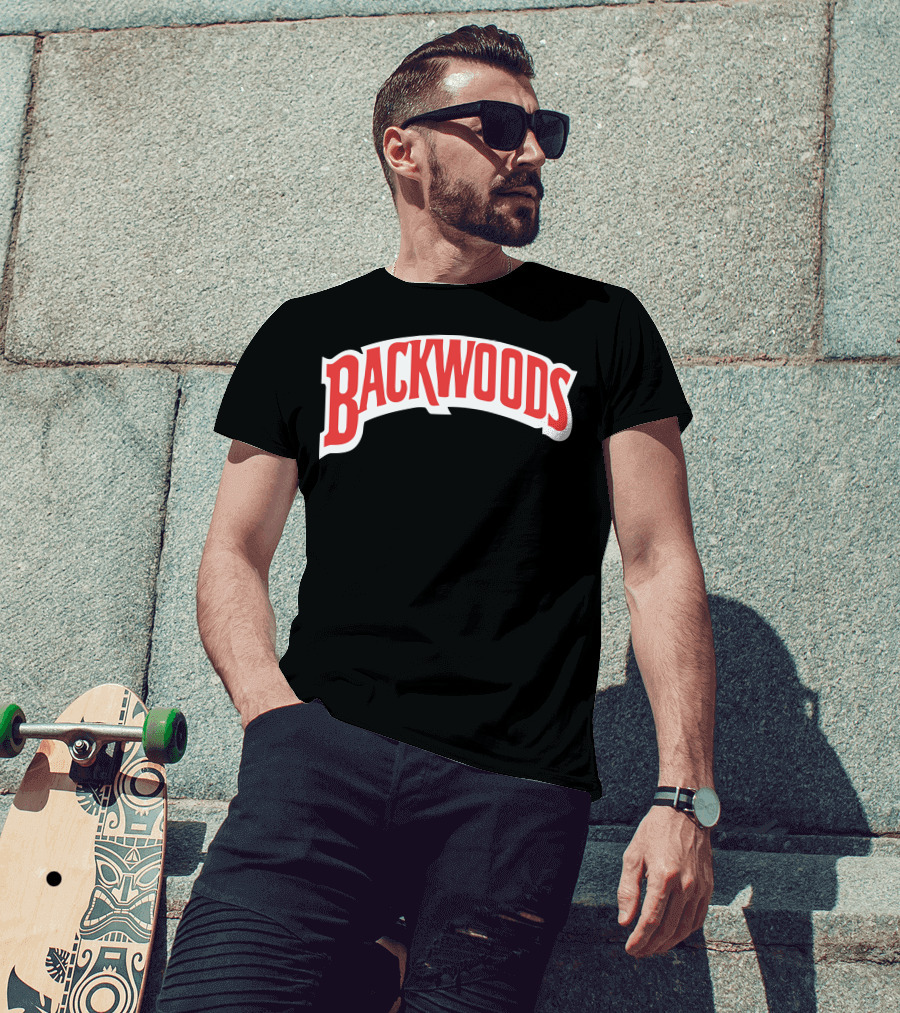 Backwoods Logo Red Arched Text T-Shirt