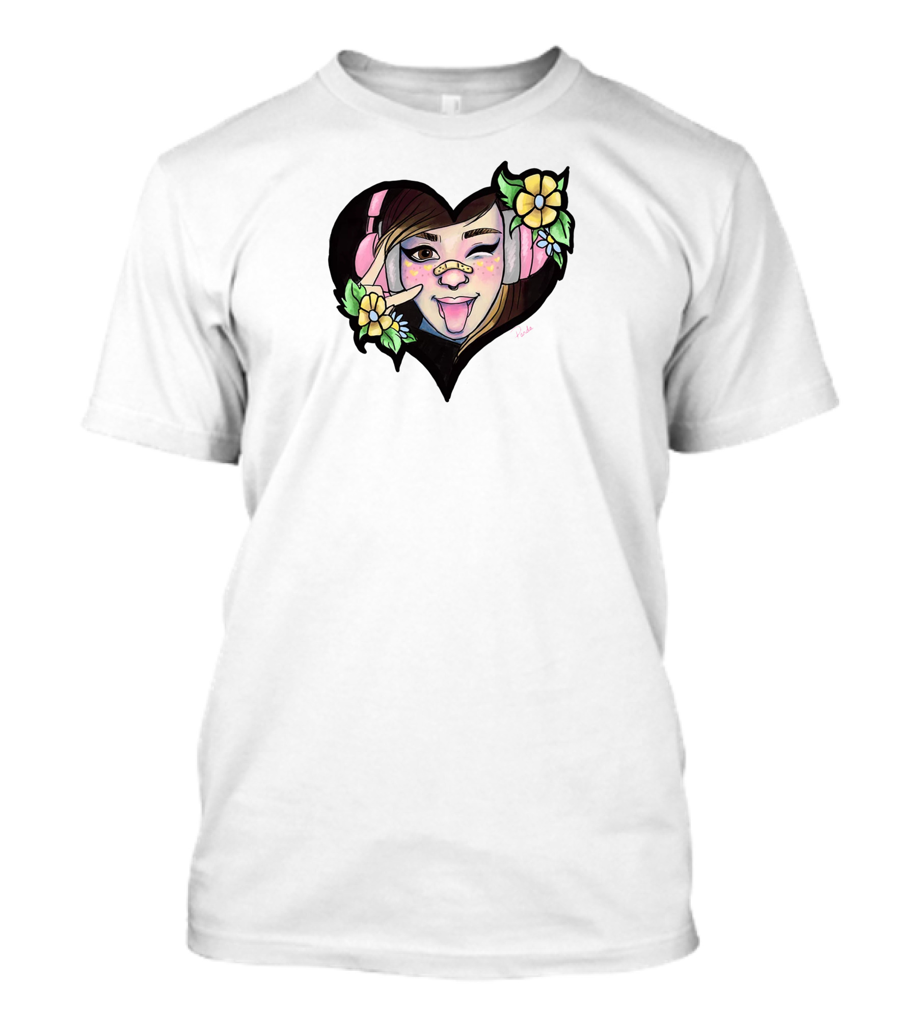 Digitalprincxss Heart Headphones And Flower T-Shirt