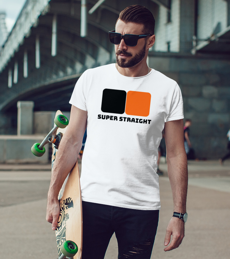 Super Straight Black Orange Square T-Shirt