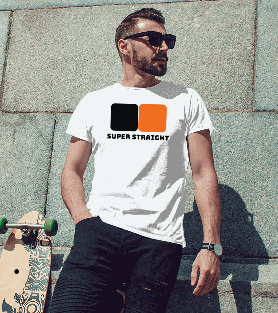 Super Straight Black Orange Square T-Shirt