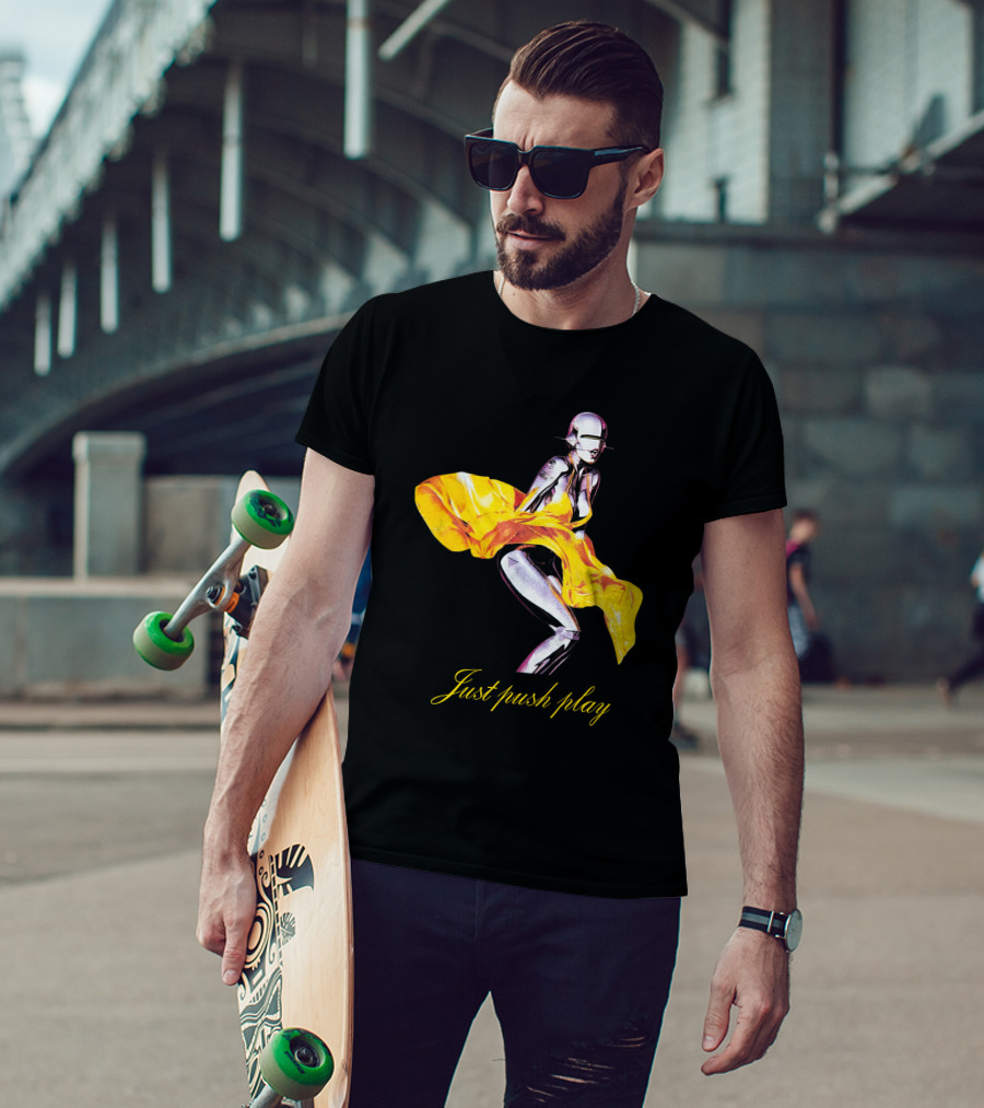 Brody Jenner Aerosmith 2001 Just Push Play Yellow Robotic Figure T-Shirt