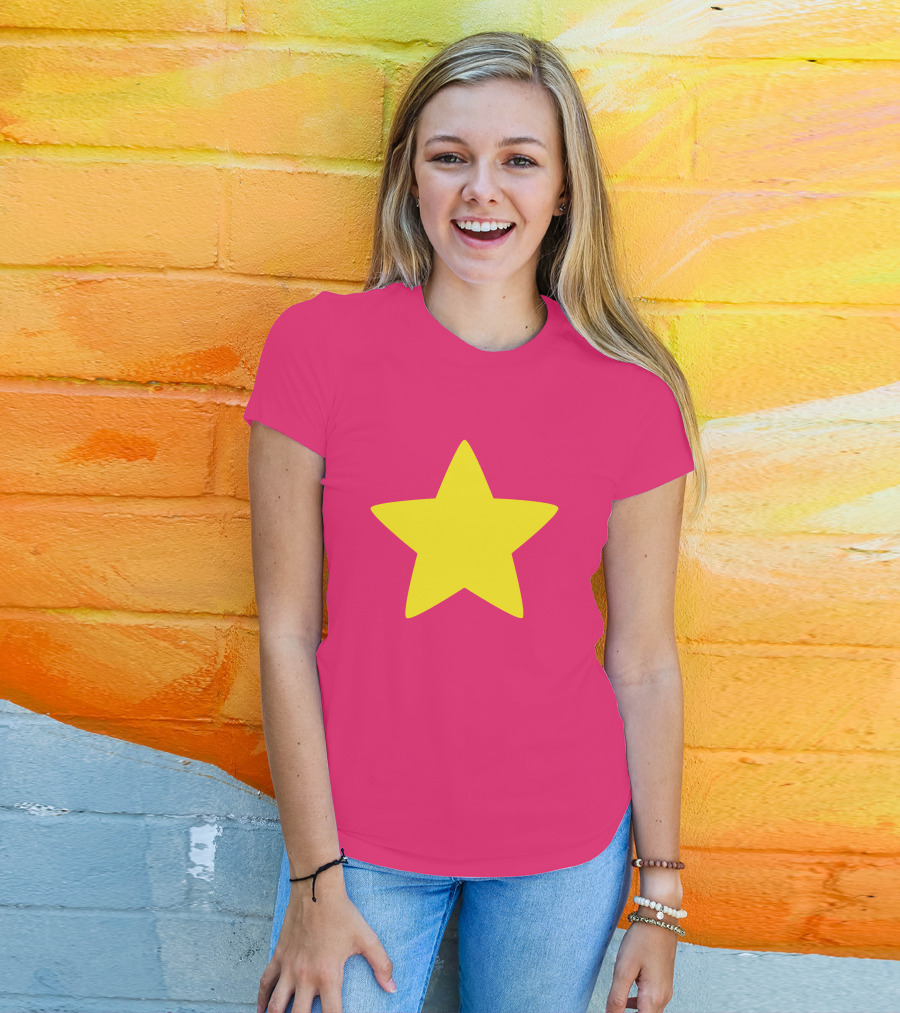 Steven Universe Yellow Star On Pink Background Cosplay T-Shirt