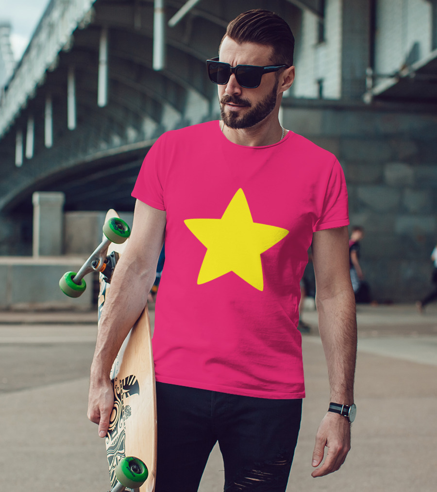 Steven Universe Yellow Star On Pink Background Cosplay T-Shirt