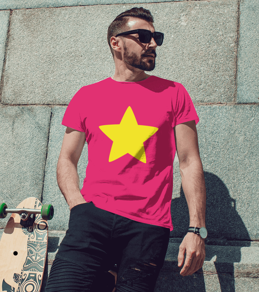 Steven Universe Yellow Star On Pink Background Cosplay T-Shirt