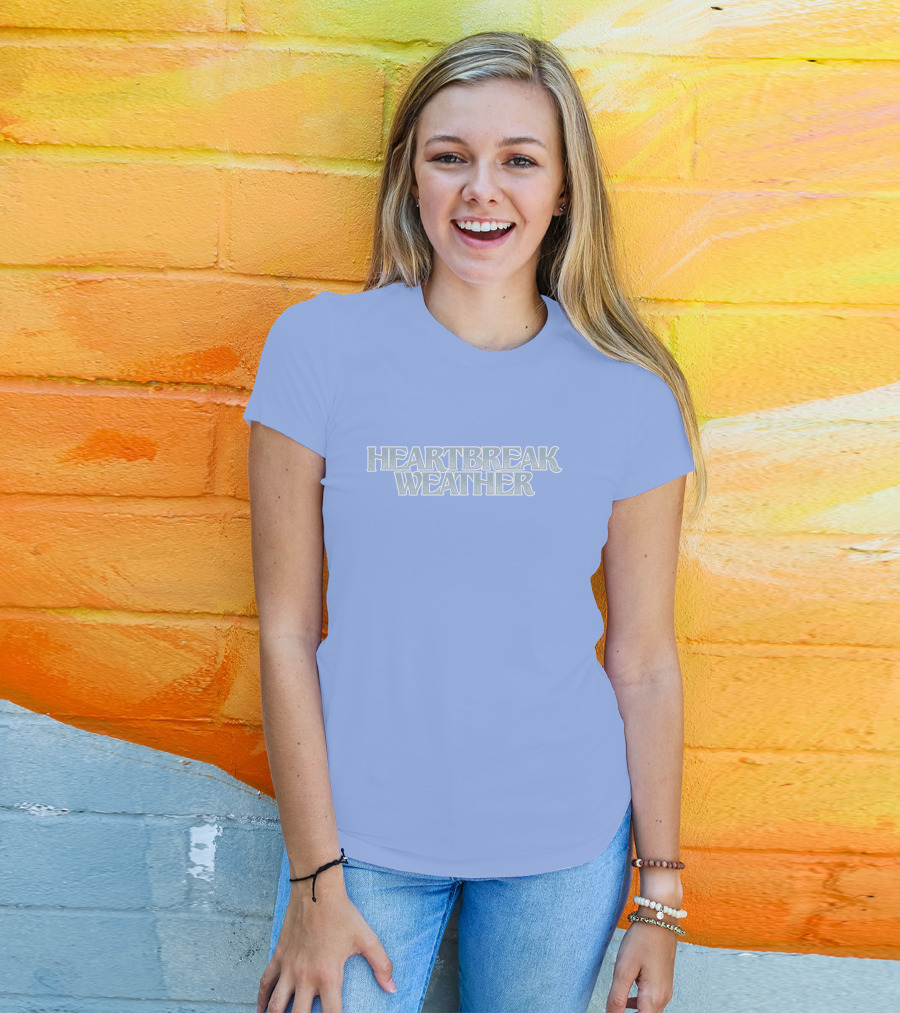 Heartbreak Weather Sky Blue Text T-Shirt