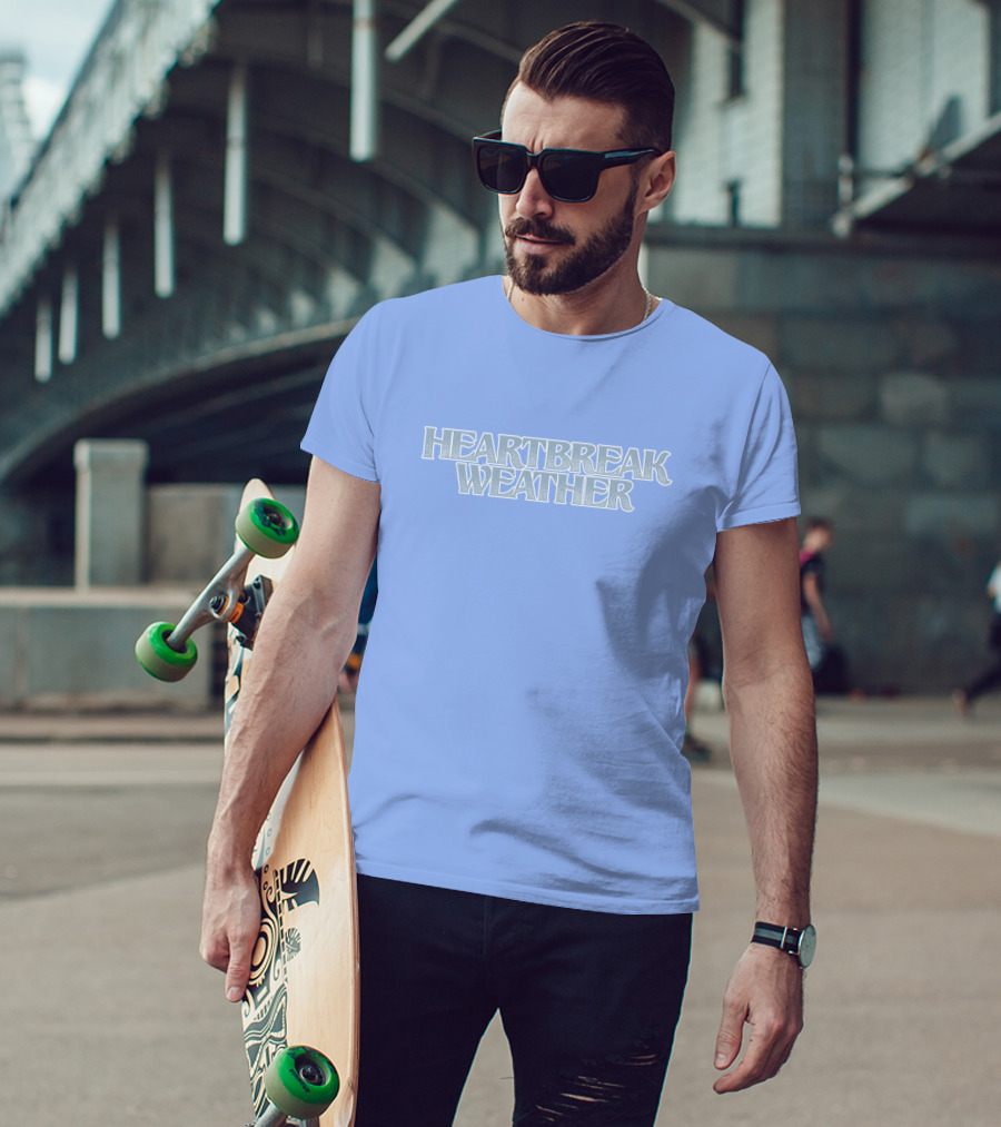 Heartbreak Weather Sky Blue Text T-Shirt