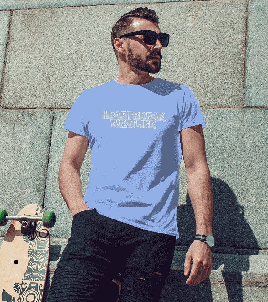 Heartbreak Weather Sky Blue Text T-Shirt