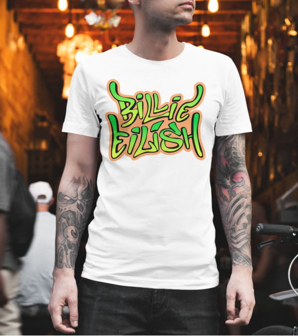 Billie Eilish Green Groovy Text Merch T-Shirt Billie Eilish Green Groovy Text Merch T-Shirt