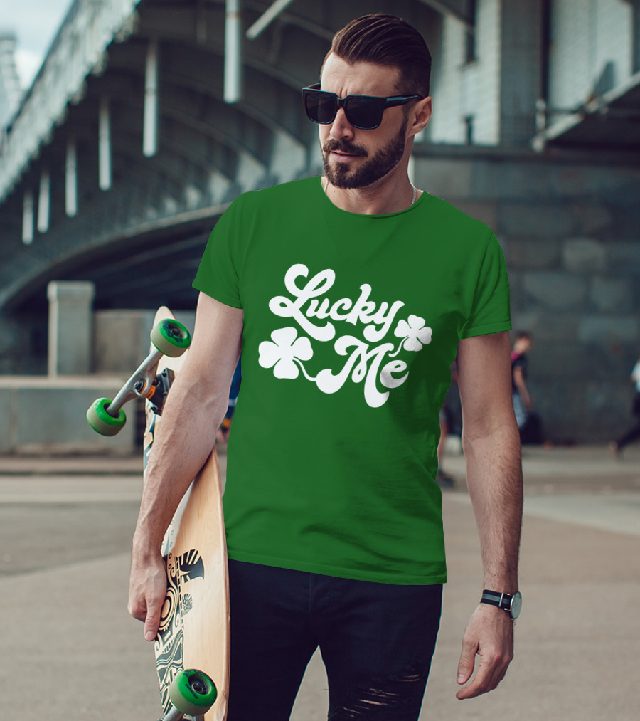 Charlie Hustle Lucky Me St Patrick's Day Green Shamrock T-Shirt